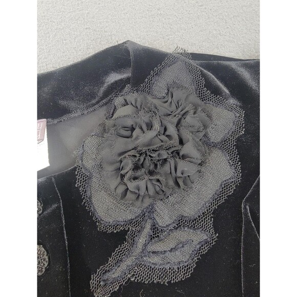 Hanky Panky Jacket Womens XL Black Velour Floral Applique Made USA bolero - Picture 4 of 9